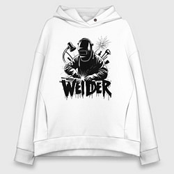 Толстовка оверсайз женская Сварщик граффити, цвет: белый