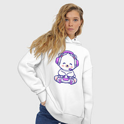 Толстовка оверсайз женская Белый медведь геймер, цвет: белый — фото 2
