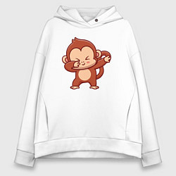 Толстовка оверсайз женская Dabbing monkey, цвет: белый