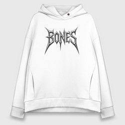 Толстовка оверсайз женская Bones металлическое лого, цвет: белый