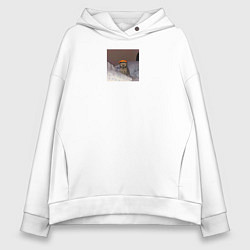 Толстовка оверсайз женская Brimstone cat meme Valorant, цвет: белый