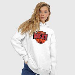 Толстовка оверсайз женская Майами Хит - баскетбол, цвет: белый — фото 2