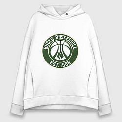 Толстовка оверсайз женская Милуоки Бакс - команда, цвет: белый