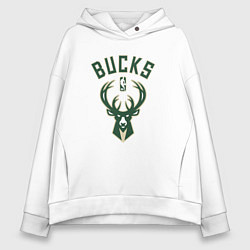 Толстовка оверсайз женская Милуоки Бакс - команда НБА, цвет: белый