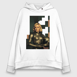 Толстовка оверсайз женская Женщина космонавт ретро-футуризм поп-арт 1970-х, цвет: белый