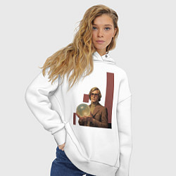 Толстовка оверсайз женская Мужчина блондин с магическим шаром ретрофутуризм п, цвет: белый — фото 2