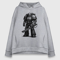 Толстовка оверсайз женская Космодесантник с цепным клинком, цвет: меланж
