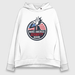 Толстовка оверсайз женская Make America schwifty again, цвет: белый
