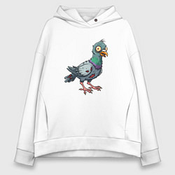 Толстовка оверсайз женская Зомби голубь, цвет: белый