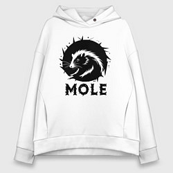 Толстовка оверсайз женская Крот в круге, цвет: белый