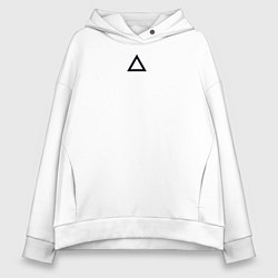 Толстовка оверсайз женская Игра в кальмара работник треугольник белая, цвет: белый