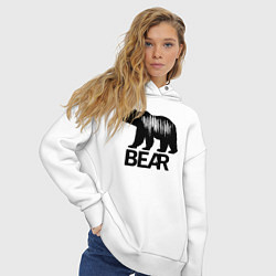 Толстовка оверсайз женская Черный медведь с полосами, цвет: белый — фото 2