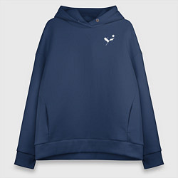Толстовка оверсайз женская Три буквы: белые, цвет: тёмно-синий