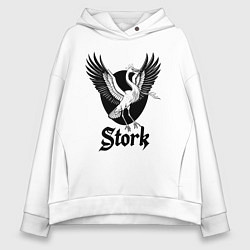 Толстовка оверсайз женская Аист в полёте, цвет: белый