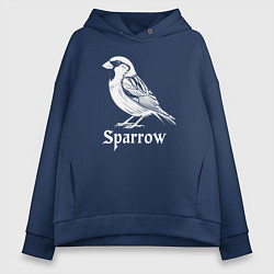 Толстовка оверсайз женская Воробей в готическом стиле, цвет: тёмно-синий