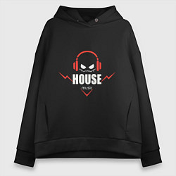Толстовка оверсайз женская House Music, цвет: черный