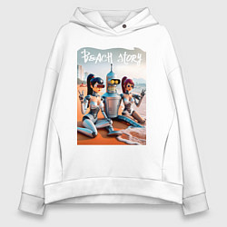Женское худи оверсайз Бендер с двумя подругами на летнем пляже
