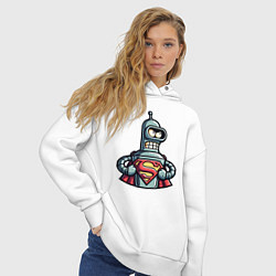 Толстовка оверсайз женская Super Bender meme, цвет: белый — фото 2