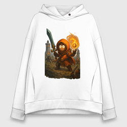 Толстовка оверсайз женская Кенни маг с мечем, цвет: белый