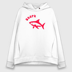 Толстовка оверсайз женская Акула-красный силуэт, цвет: белый