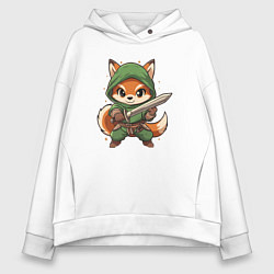 Толстовка оверсайз женская Лисёнок с мечом, цвет: белый