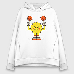 Толстовка оверсайз женская Солнечный баскетбол, цвет: белый