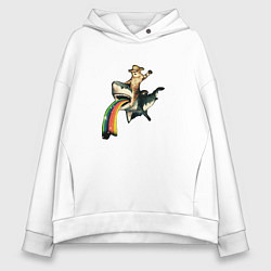 Женское худи оверсайз Кот верхом на акуле