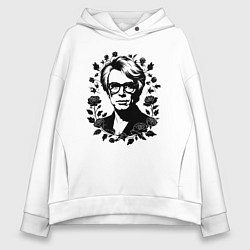 Женское худи оверсайз Энди Уорхол в цветочном обрамлении