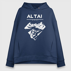 Толстовка оверсайз женская Алтайский край горы, цвет: тёмно-синий