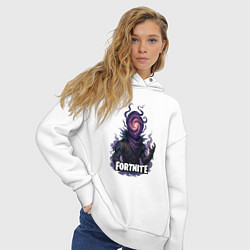 Толстовка оверсайз женская Сюрреалистичный Рейвен Fortnite, цвет: белый — фото 2