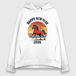 Женское худи оверсайз Красная огненная лошадь 2026