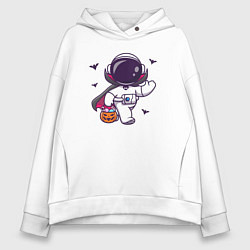 Толстовка оверсайз женская Космонавт с конфетками, цвет: белый