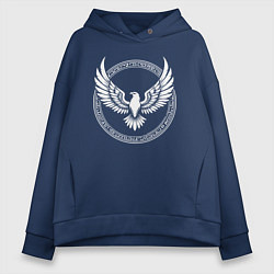 Толстовка оверсайз женская Орел стилизованый круг, цвет: тёмно-синий
