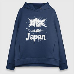 Толстовка оверсайз женская Япония в граффити-стиле, цвет: тёмно-синий
