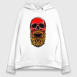 Женское худи оверсайз Красный череп с бородой