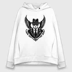 Толстовка оверсайз женская Крылатый мафиозник, цвет: белый