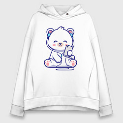 Толстовка оверсайз женская Music white bear, цвет: белый