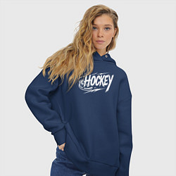 Толстовка оверсайз женская Хоккей с шайбой, цвет: тёмно-синий — фото 2