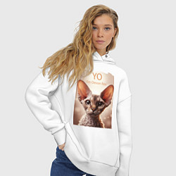 Толстовка оверсайз женская Yo - Im Devon Rex, цвет: белый — фото 2