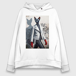 Женское худи оверсайз Cat girl Cornish Rex - ai art fantasy