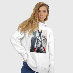 Толстовка оверсайз женская Cat girl Cornish Rex - ai art fantasy, цвет: белый — фото 2