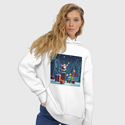 Толстовка оверсайз женская Дед Морозио и Принцесса Снегурочка: вперёд за звёз, цвет: белый — фото 2