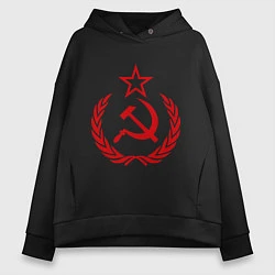 Толстовка оверсайз женская СССР герб, цвет: черный
