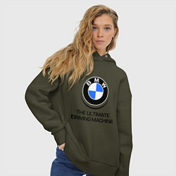 Толстовка оверсайз женская BMW Driving Machine, цвет: хаки — фото 2