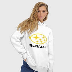 Толстовка оверсайз женская Subaru Logo, цвет: белый — фото 2