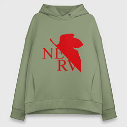 Толстовка оверсайз женская Евангелион NERV, цвет: авокадо