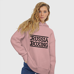 Толстовка оверсайз женская Russia boxing, цвет: пыльно-розовый — фото 2