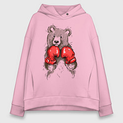 Толстовка оверсайз женская Bear Boxing цвета светло-розовый — фото 1