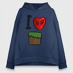 Толстовка оверсайз женская I love Dilleron, цвет: тёмно-синий