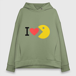 Толстовка оверсайз женская I love Packman, цвет: авокадо